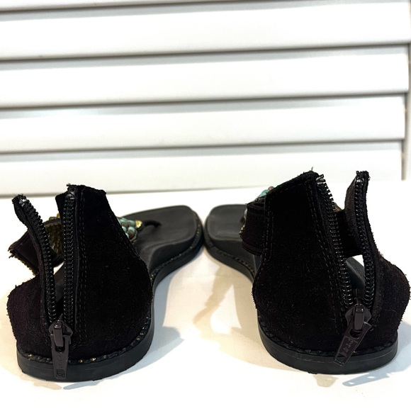 Womens Alegria Zan Choco size 37 Boho Beaded Gladiator Thong Sandals - Picture 5 of 9